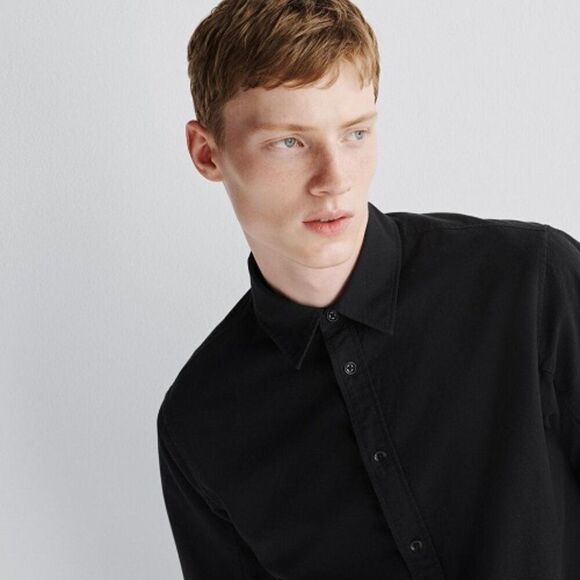 Rag & Bone Fit 2 Tomlin Cotton Oxford Button-Up Shirt Slim Fit Black Size XXL - Picture 2 of 7